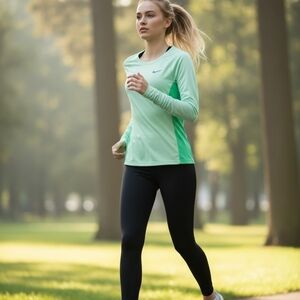 Nike DRI-FIT Mint Green Long Sleeve Running Top